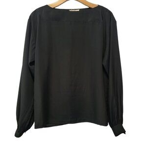 Jack Mulqueen Shirt Silksational Women's Black Blouse Top Size Small‎